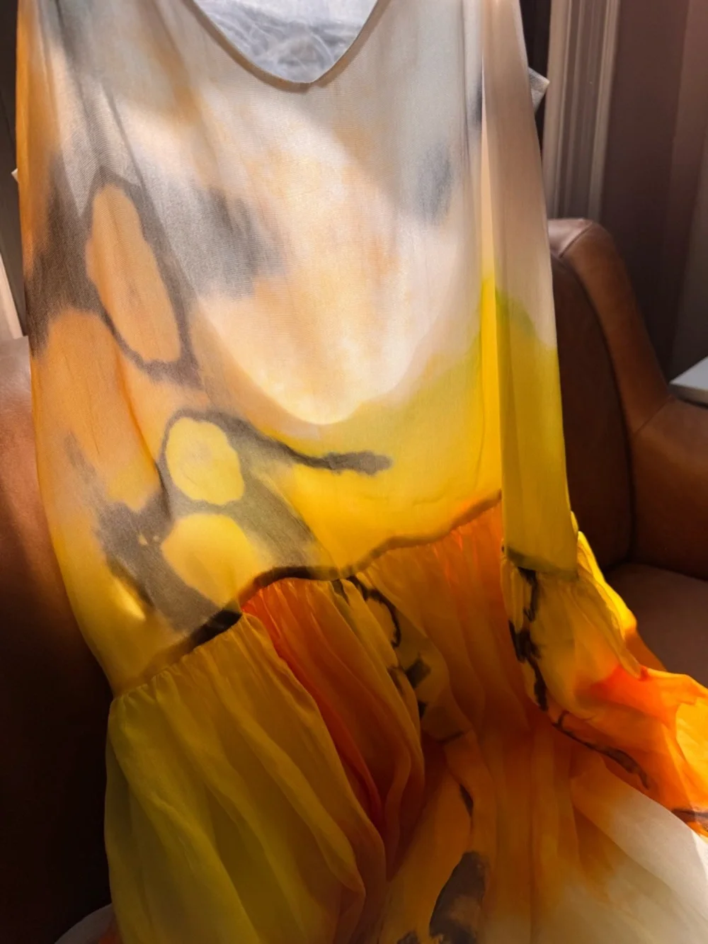 Angel Chen Tie Dye silk runway watercolor Midi Shanghai Spring 2022 collection - Picture 8 of 17